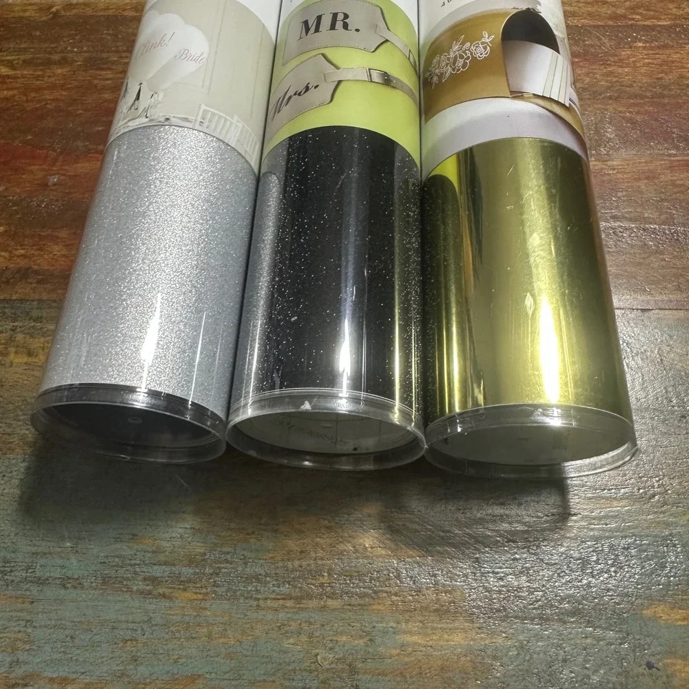 Cricut Martha Stewart Mixed Materials Vinyl Bundle White Black Gold Silver 3pk